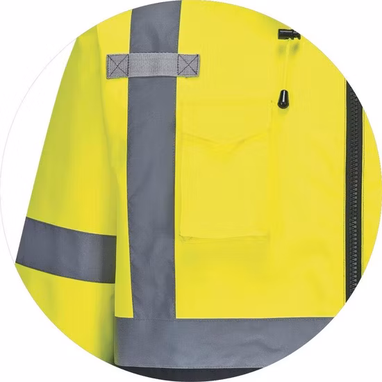 Klassische wasserdichte, winddichte, atmungsaktive, reflektierende und beliebte Winter-Sicherheitsjacke für Herren mit hoher Sichtbarkeit und Arbeitskleidung